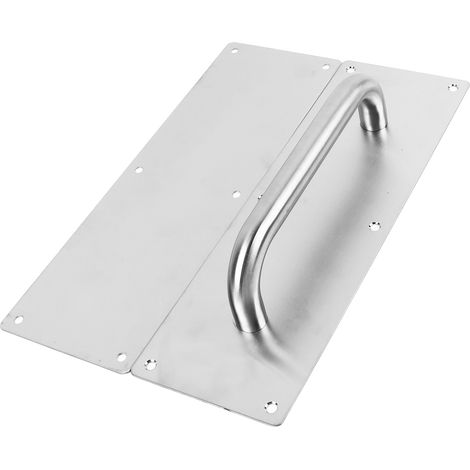 Poignée de porte pousser tirer inox plaque poussant tirant pour porte commerciale avec vis maison bureau entrepôt (1/5)