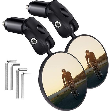 Juego de 2 espejos retrovisores para bicicleta, de cristal/silicona, ajustables 360°, negros. (1/5)