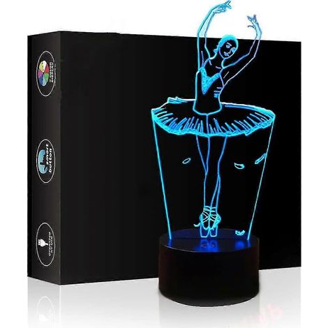 Lampe illusion 3D danseuse de ballet, veilleuse, 16 couleurs, interrupteur tactile, décoration de table avec télécommande, jouet pour les passionnés de ballet (1/5)