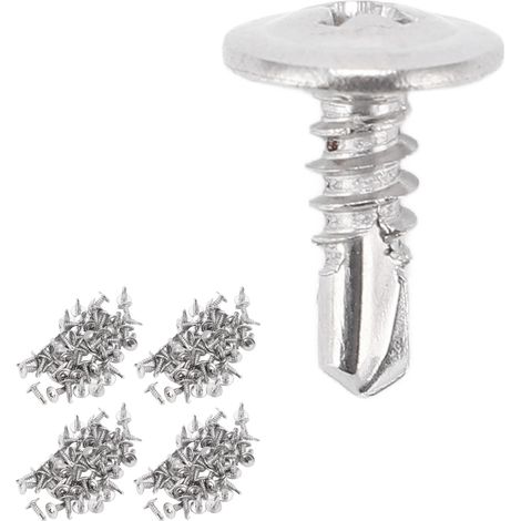 Vis à bois autoforeuses M4,2x13 mm tête plate avec rondelle, lot de 200 pièces en acier inoxydable, kit de fixation robuste (1/5)
