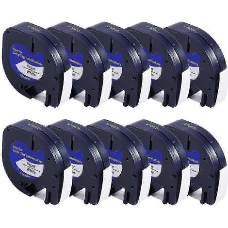 10Pcs Label Maker Refills for Dymo Letratag 12mm x 4M White Plastic Tape Letra Tag (1/5)