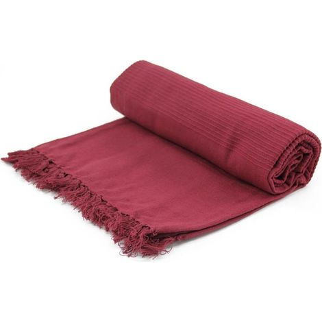 CAMILLE - Plaid en coton rouge 150x150 (1/4)