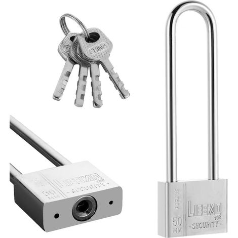 6,4 Zoll langes, robustes Kettenschloss für den Außenbereich, silberfarben, 50 mm, 2 Schlüssel, wetterfest, korrosionsbeständig (1/5)