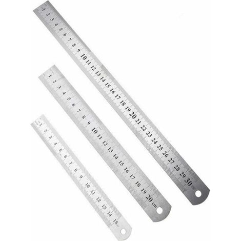 Règle En Acier Inoxydable - 15 cm 20 cm 30 cm - Double Face Précision - Pour Bureau École Dessin Technique - Lot De 3