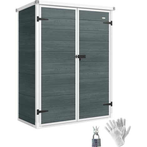 Abri de rangement 0,8m², Cabane de rangement avec klappbar Regale, 134 x 68,5 x 170 cm Kunststoff avec Abschließbar porte double Boden
