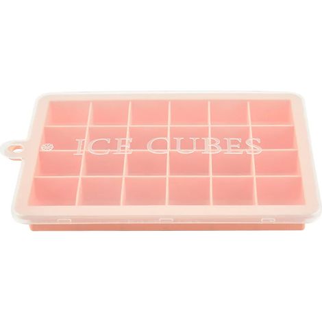 Moule à glaçons en silicone alimentaire (rose) avec couvercle (1/5)