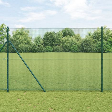 Geschweißter Drahtzaun mit 13 Pfosten Grün 1,5x50 m Stahl vidaXL928254 (1/5)