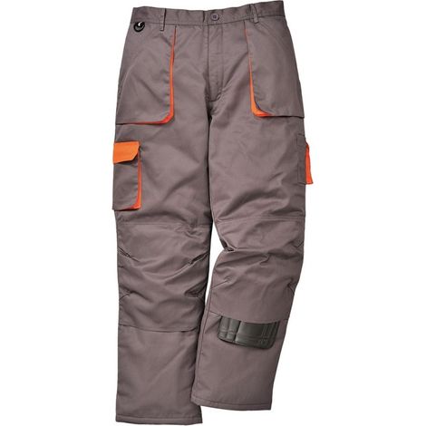 Pantalon de travail Multipoches Matelassé Portwest TEXO CONTRAST Gris Poches Oranges M (1/2)