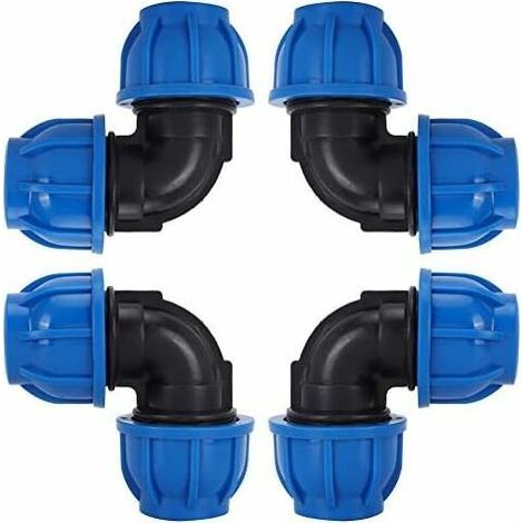 pair PE 25 Coude plastique égal pour tuyau polyéthylène tuyau ø 25，Tuyau d'eau Coude Connecteur en PE Plastique Raccord Rapide Accessoires pour Purificateurs d'eau Potable（ø 25）