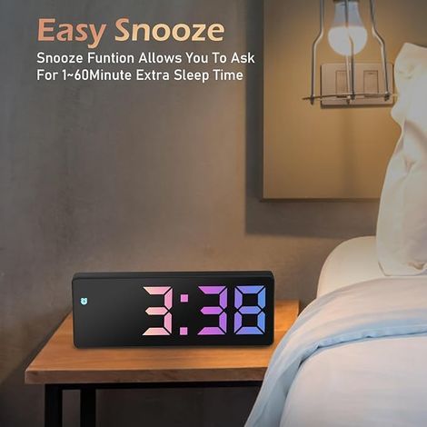 LED-Wecker mit Temperatur- und Datumsanzeige, digitaler Weckerfunktion und Nickerchenfunktion, USB-/Batteriekompatibel.