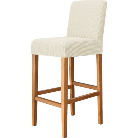 Housse De Tabouret - Avec Dossier - Élastique Polyester Et Spandex - Pour Tabourets De Comptoir De Cuisine Ou De Bar - Lot De 2 (1/4)