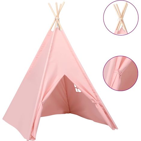 Tente tipi d'enfants avec sac Peau de pêche Rose 120x120x150 cm