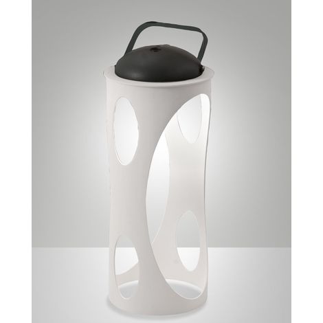 Lampe de table LED blanche Caddy 3W, boîtier IP54 en métal et polycarbonate, lumière chaude 3000K, variateur tactile - Éclairage au design moderne