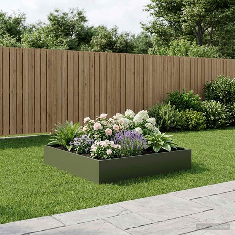 vidaXL Macetero de Jardín Verde oliva 100 x 100 x 20 cm (1/5)