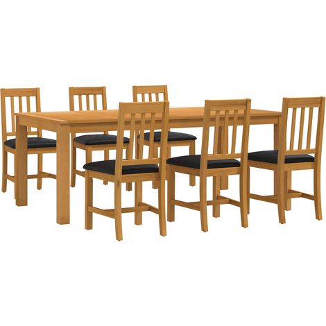 Conjunto de comedor 7 uds. Negro Madera de Roble Sólido vidaXL (1/5)