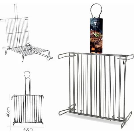 DK HOME PARRILLA ACERO DOBLE CON PATAS 40 x 40 cm