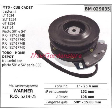 Frizione elettromagnetica warner rasaerba tosaerba tagliaerba cub cadet 029035