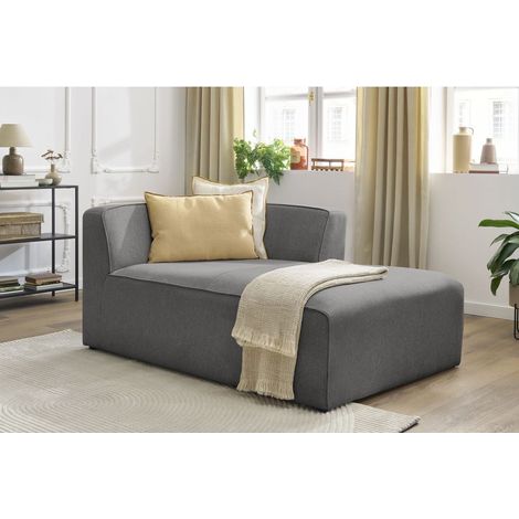 BOBOCHIC - Méridienne pour canapé modulable MEGEVE tissu chiné Angle droit Gris foncé (1/5)