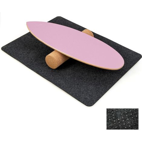 Tabla de equilibrio de 75 x 25,5 cm con rodillo y moderna alfombrilla multiusos antideslizante en madera rosa 200013133