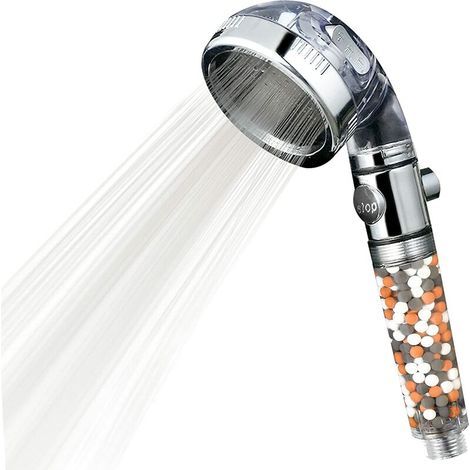 Filtro para cabezal de ducha, cabezales de ducha de mano con 3 modos de rociado, cabezales de ducha de mano de baja/lluvia/alta presión para agua dura con botón de apagado. (1/5)