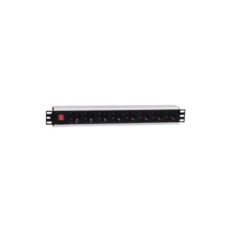 Canal de alimentaciÓn con 8 tomas de aluminio negro 10/16 a con interruptor de luz mp900408il01