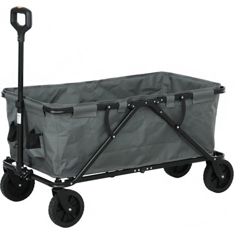 Chariot de jardin pliable, capacité de charge 120 kg, avec bâche amovible, 160 litres, gris foncé