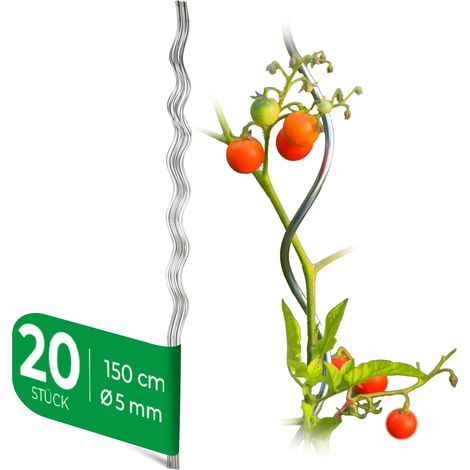 20 tuteurs à tomates 150 cm 5 mm spiralé galvanisé