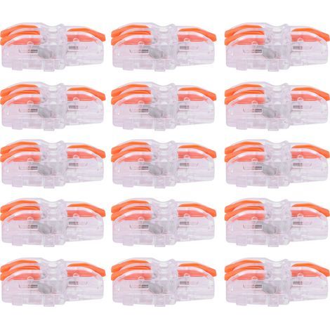 Connecteur rapide de fil 20 pièces, 1 entrée 2 sorties, bornier conducteur Transparent de Type T SPL-F12 (Orange) (1/5)
