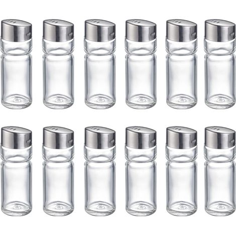 Saupoudreur Universel, 12 Pièces, Capacité :env. 40 ml, Verre/Acier Inoxydable, Wien, Argent/Transparent, 650722E2 (1/5)