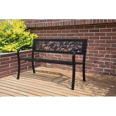 BIRCHTREE Garden Bench Steel Rose Style C074 Black