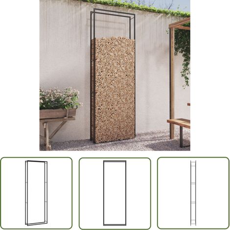The Living Store Portant de bois de chauffage Noir mat 110x28x312 cm Acier - Support Bois De Chauffage - Porte-buches - Stockage Bois - Rangement Bois - Cheminée (1/5)