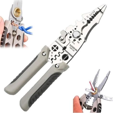 Multifunctional Wire Stripper - Automatic Stripper - Carbon Steel - PVC Handle - Gray (1/4)