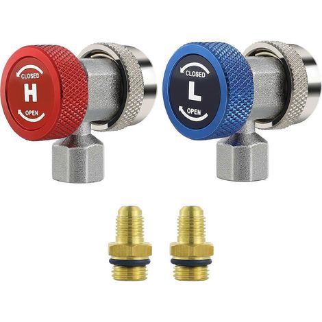 Adaptateur de connecteur à coupleur rapide réglable WINOMO pour climatisation R134A, haut et bas, 1/4" SAE, pour CVC-5.00X5.00X3.00CM (1/4)