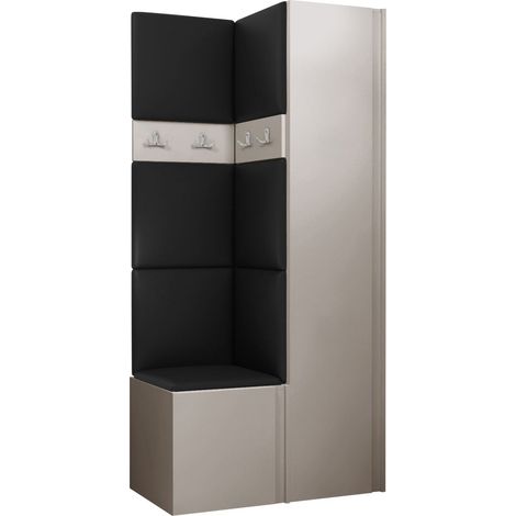 Conjunto para recibidor Pinis XXIV, Cuero ecológico Soft 011, 186x82x46cm, Aglomerado laminado, Cuero ecológico, Colocada, Montada en la pared