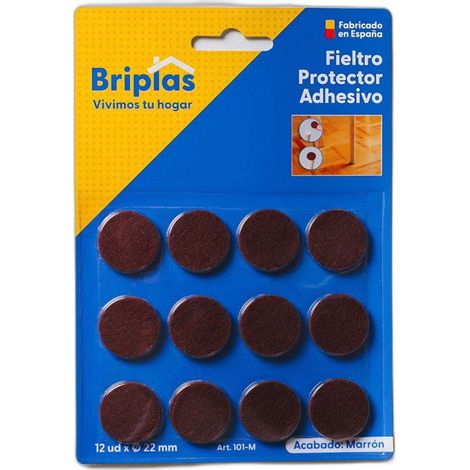 FPLUS briplas fieltro adhesivo 12 u redondo 22 ø mm marron 101m (1/2)