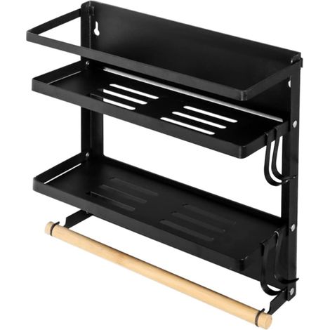 (2-stufig) Faltbares magnetisches Gewürzregal, Kühlschrank-Aufbewahrungsorganizer, Seitenablage, Papierhandtuchhalter (1/5)