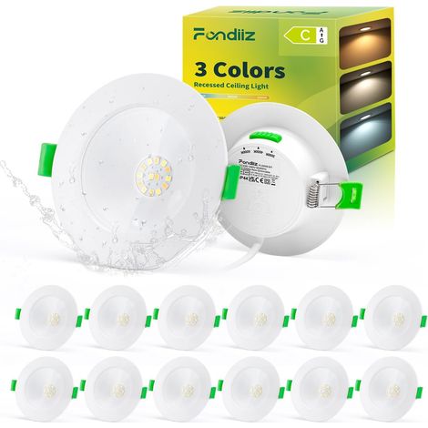 Spot LED Encastrable Trou Ø75-90mm, 5W 690lm Spots de Plafond Blanc Chaud 3000K Blanc Neutre 4500K Blanc Froid 6000K Réglable, Spot LED Salle de Bain Etanche Spots Extra Plat für Bad Lot de 6