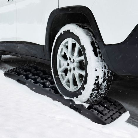 Planche de Récupération Tout-Terrain 2 Pièces Tapis de Traction en Nylon Charge 10 T Récupération de Véhicules dans Neige Boue et Sable Noir (1/2)