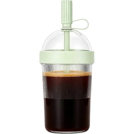 Gobelet à café réutilisable 500 ml tasse avec paille manchon antidérapant silicone pour voyage étudiants maison vert (1/5)