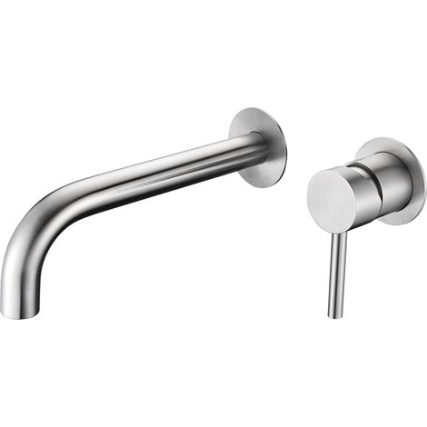 Robinet de lavabo encastré avec mitigeur  Modèle MOSCOU  Bec universel  Couleur Gris finition acier [ IMEX® ]