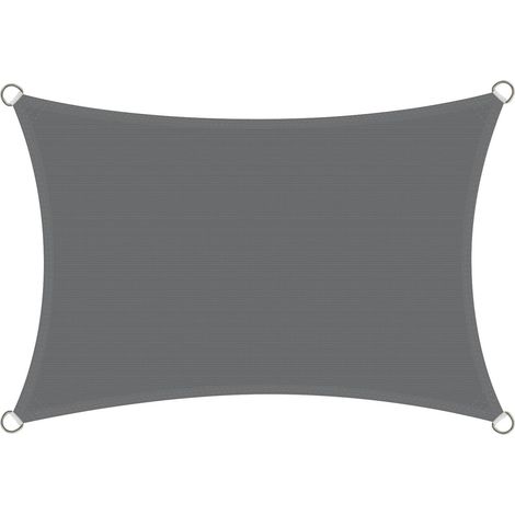 Bâche résistante Sonnensegel - Pare-soleil rectangulaire en PEHD avec bord incurvé et anneaux en D en acier inoxydable 304 - 1 pièce - Noir jardin (1/5)