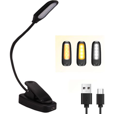 Leselampe, 3 Helligkeitsstufen x 3 Farben (weiß/warmweiß/warmweiß), 360° flexibel, Leselicht zum Lesen, Batterien enthalten (1/5)