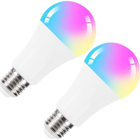 Lot de 2 ampoules LED E27 10 W RGB multicolores avec télécommande pour la décoration intérieure 85-265 V (1/5)