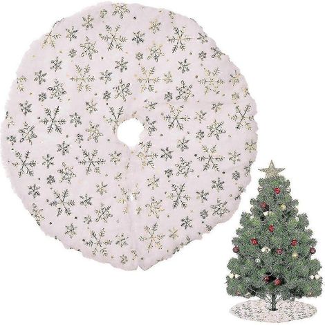 Jupe de sapin de Noël blanche, jupe de sapin en peluche douce, jupe de sapin de Noël blanche, tapis de sapin de Noël blanc (1/5)