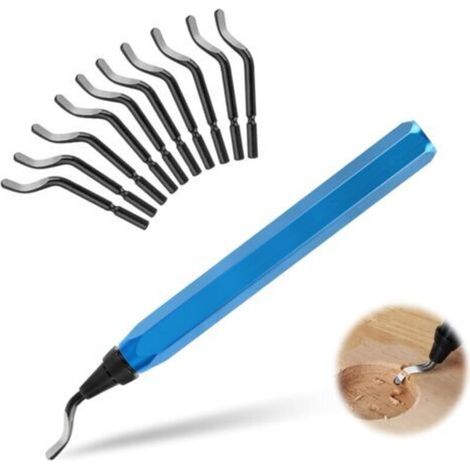 Sbavatore manuale, con lame rotanti a 360°, rimuovi bave con 10 lame di ricambio BS1010, per stampa 3D su plastica, alluminio, rame e acciaio. (1/4)