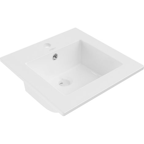 Mexen – Lavabo encastré 41 x 41 cm en céramique blanche – Trou de débordement – Pour salle de bain moderne – 25014100
