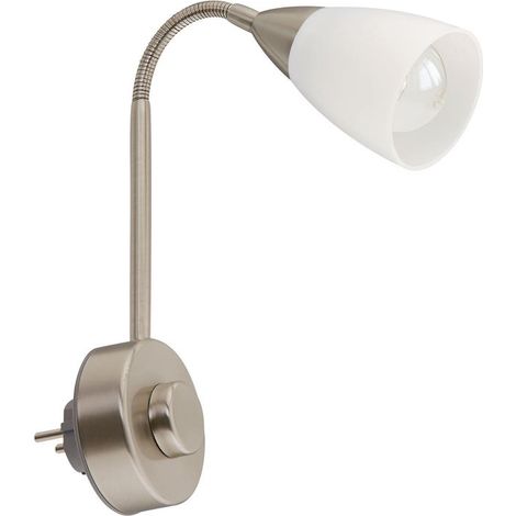 Steckerleuchte, 23,5 cm, max. 25 W, Matt-Nickel, Briloner Leuchten