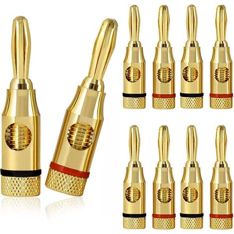 10 fiches bananes, adaptées aux haut-parleurs, fiches de haut-parleur de 4 mm, fiches pour câbles de haut-parleur (1/5)