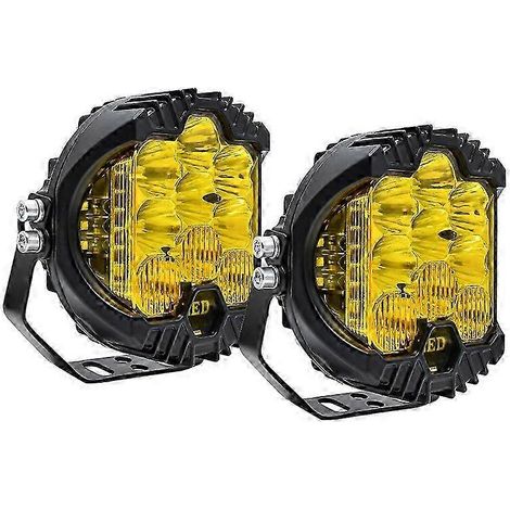 Phare antibrouillard LED 3 pouces/5 pouces 90 W 3000 K/4300 K jaune pour 4x4, SUV, camions, voitures et bateaux (1/5)