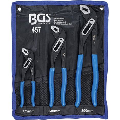 Assortiment 3 pinces multiprises bgs machoires fines de 175, 240, 300mm (1/4)